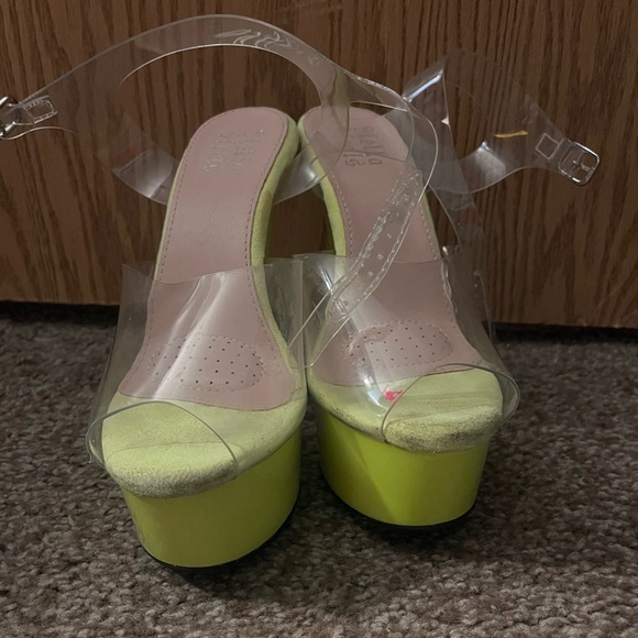 Hella Heels 6in Stiletto Rhylie Electric Highlighter Neon Yellow Green Pole Club - Picture 4 of 8